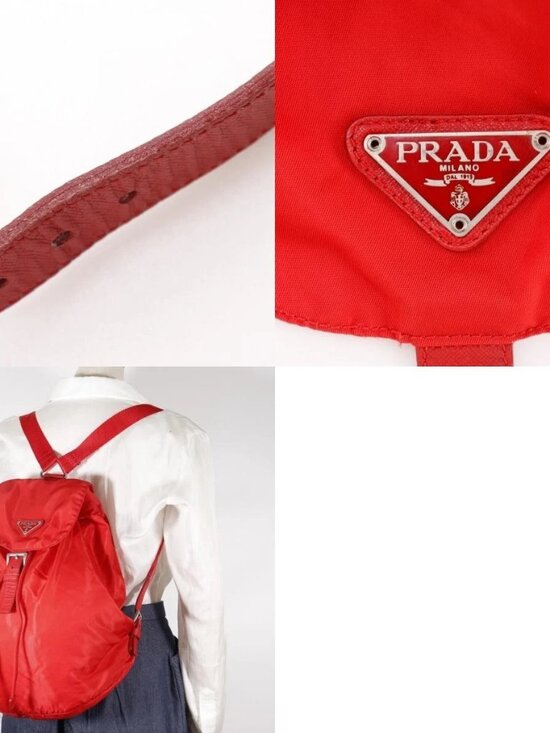 PRADA Backpack Daypack Red Nylon Women